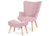 AK-302 PINK2, křeslo - ušák s podnožkou, přírodní / látka starorůžová
