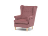 AK-388 PINK2, čalouněné křeslo - ušák, přírodní / látka růžová