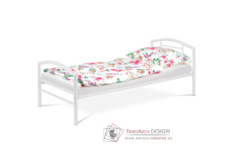 BED-1900 WT, kovová postel 90x200cm, bílý lesk