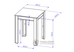 S190 OTO, jídelní stůl 60x60cm, dub sonoma
