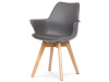 CT-771 GREY, jídelní židle, buk / plast + ekokůže šedá
