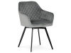 DCH-425 GREY4, jídelní židle, černý lak / látka šedý samet