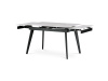 HT-405M WT, jídelní stůl rozkládací 120+30+30x80cm, černý lak / keramika bílý mramor