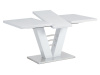 HT-510 WT, jídelní stůl rozkládací 120-160x80cm, broušený nerez / bílý lesk