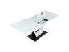 HT-D1931 WT, jídelní rozkládací stůl 160-210x90cm, bílý lak / sklo