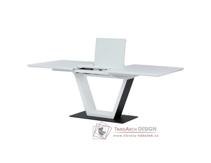 HT-D1931 WT, jídelní rozkládací stůl 160-210x90cm, bílý lak / sklo