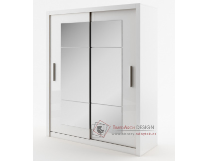 IDEA 02, šatní skříň s posuvnými dveřmi 180cm, bílá / zrcadlo
