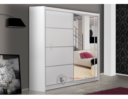 VISTA, šatní skříň s posuvnými dveřmi 180cm, bílá / zrcadlo