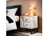 GLIMMER, noční stolek se 2-ma zásuvkami, černá / bílý mramor