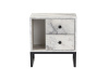GLIMMER, noční stolek se 2-ma zásuvkami, černá / bílý mramor