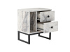 GLIMMER, noční stolek se 2-ma zásuvkami, černá / bílý mramor