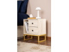 GLIMMER, noční stolek se 2-ma zásuvkami, zlatá / traventin