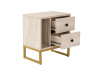 GLIMMER, noční stolek se 2-ma zásuvkami, zlatá / traventin