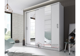 ARTI 14, šatní skříň s posuvnými dveřmi 220cm, bílá / zrcadla