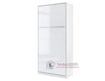 CONCEPT PRO CP-03, vysoká výklopná postel 90x200cm, bílá / bílý lesk