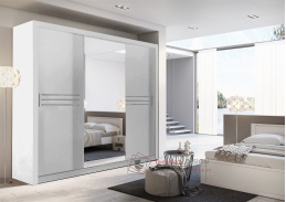 IDEA 11, šatní skříň s posuvnými dveřmi 250cm, bílá / zrcadlo