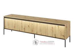 IPOLIS, televizní stolek 4-dveřový 193cm, černá / dub artisan