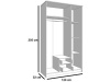 SIMPLE, šatní skříň 3-dveřová se 2-mi zásuvkami 120cm, bílá / zrcadlo