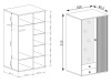 BARBUS, šatní skříň 2-dveřová se 2-ma zásuvkami 100cm, dub artisan / černá / zrcadlo
