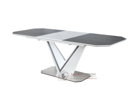 VALERIO CERAMIC, jídelní rozkládací stůl 160-220x90cm, bílá / keramika šedá 