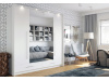 DOLETO, šatní skříň se shrnovacími dveřmi a LED osvětlením 210cm, bílá / zrcadla