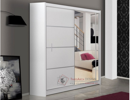 VISTA, šatní skříň s posuvnými dveřmi 150cm, bílá / zrcadlo