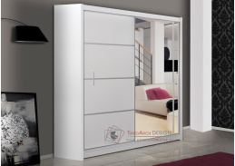 VISTA, šatní skříň s posuvnými dveřmi 180cm, bílá / zrcadlo