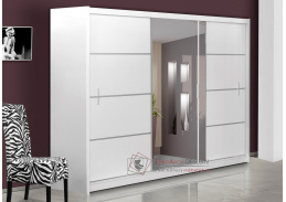 VISTA, šatní skříň s posuvnými dveřmi 250cm, bílá / zrcadlo