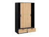 LINCOLN, šatní skříň 2-dveřová se 2-mi zásuvkami 121cm, černá / jackson hickory