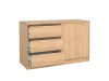 SIMPLICITY 207, komoda 1-dveřová se 3-mi zásuvkami, jackson hickory