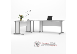 OFFICE 80400/72, psací stůl rohový, silver grey / bílá