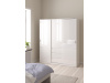 SIMPLICITY 148, šatní skříň s posuvnými dveřmi a 3-mi zásuvkami 177cm, bílá / bílý lesk
