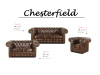 CHESTERFIELD CLASSIC, pohovka 2-křeslo, kůže hnědá
