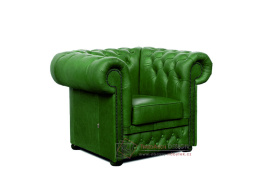 CHESTERFIELD LORD, čalouněné křeslo, kůže zelená