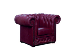 CHESTERFIELD LORD, čalouněné křeslo, kůže bordó