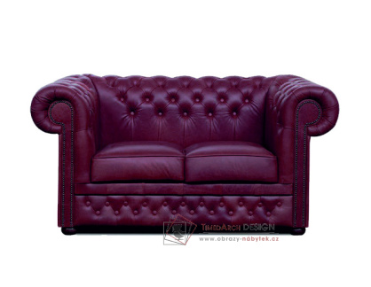 CHESTERFIELD LORD, pohovka 2-křeslo, kůže bordó