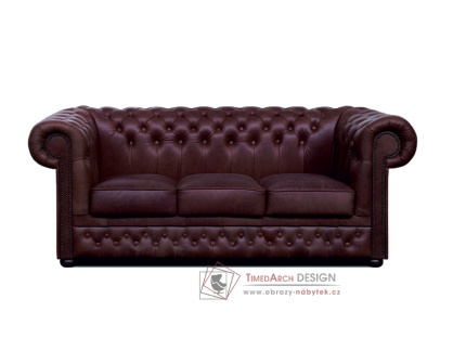 CHESTERFIELD LORD, pohovka 3-křeslo, kůže hnědá