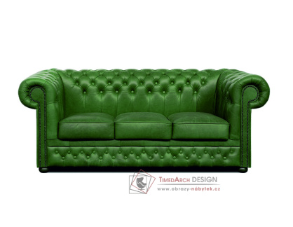CHESTERFIELD LORD, pohovka 3-křeslo, kůže zelená