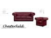 CHESTERFIELD LORD, sedací souprava 3+1+1, kůže bordó