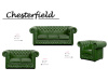CHESTERFIELD LORD, sedací souprava 3+2+1, kůže zelená