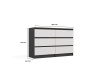 MALVÍNA M6, komoda se 6-ti zásuvkami 120-30cm, antracit / bílá