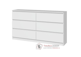 MALVÍNA M6, komoda se 6-ti zásuvkami 138-40cm, bílá