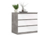 SIMPLICITY 235, komoda se 3-mi zásuvkami, beton / bílý lesk