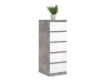 SIMPLICITY 233, komoda s 5-ti zásuvkami, beton / bílý lesk