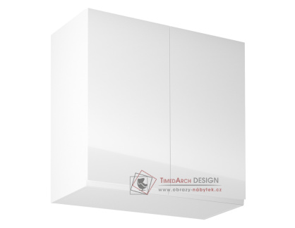 AURORA, horní kuchyňská skříňka G80, bílá / bílý lesk