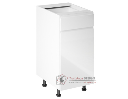 AURORA, dolní kuchyňská skříňka D40S1 - pravá, bílá / bílý lesk