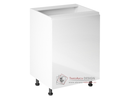 AURORA, dolní kuchyňská skříňka D601F - pravá, bílá / bílý lesk