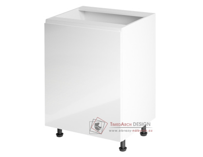 AURORA, dolní kuchyňská skříňka D601F - levá, bílá / bílý lesk