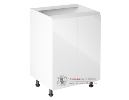 AURORA, dolní kuchyňská skříňka D602F, bílá / bílý lesk