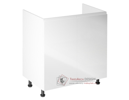 AURORA, dřezová skříňka D80Z, bílá / bílý lesk